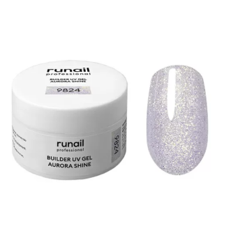 ruNail Гель моделирующий UV BUILDER GEL AURORA SHINE №9824, 15г