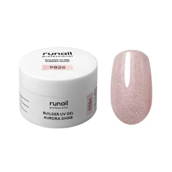 ruNail Гель моделирующий UV BUILDER GEL AURORA SHINE №9826, 15г