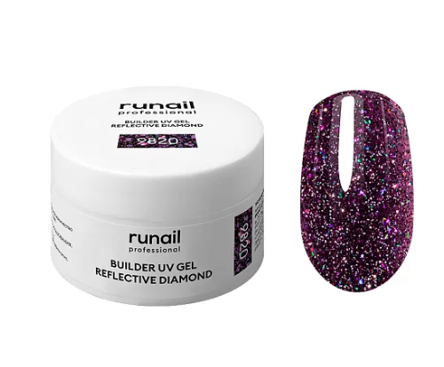 ruNail Гель моделирующий UV BUILDER GEL REFLECTIVE DIAMOND №9820, 15г