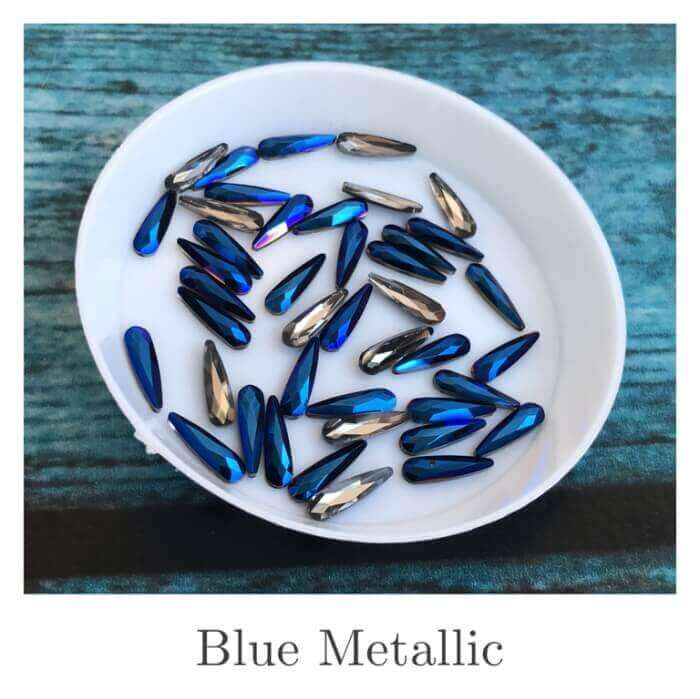 Стразы капля 3*10 мм Blue Metalic, 2 шт