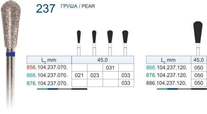 Владмива Фреза алмазная "груша", 021 синяя, 866.104.239.524.021
