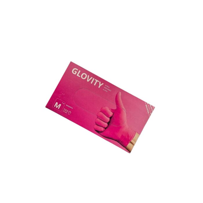 Перчатки нитриловые GLOVITY ярко-розовый (M) 100 шт.