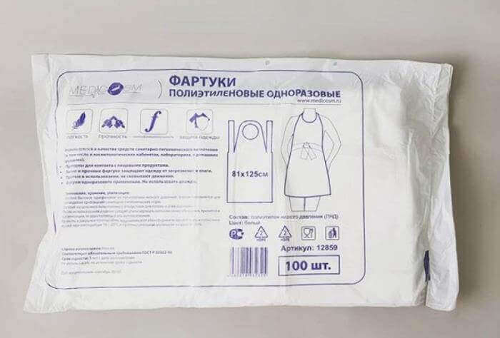 Фартуки ПНД белые одноразовые 81*125см 100шт. упак. — изображение 3